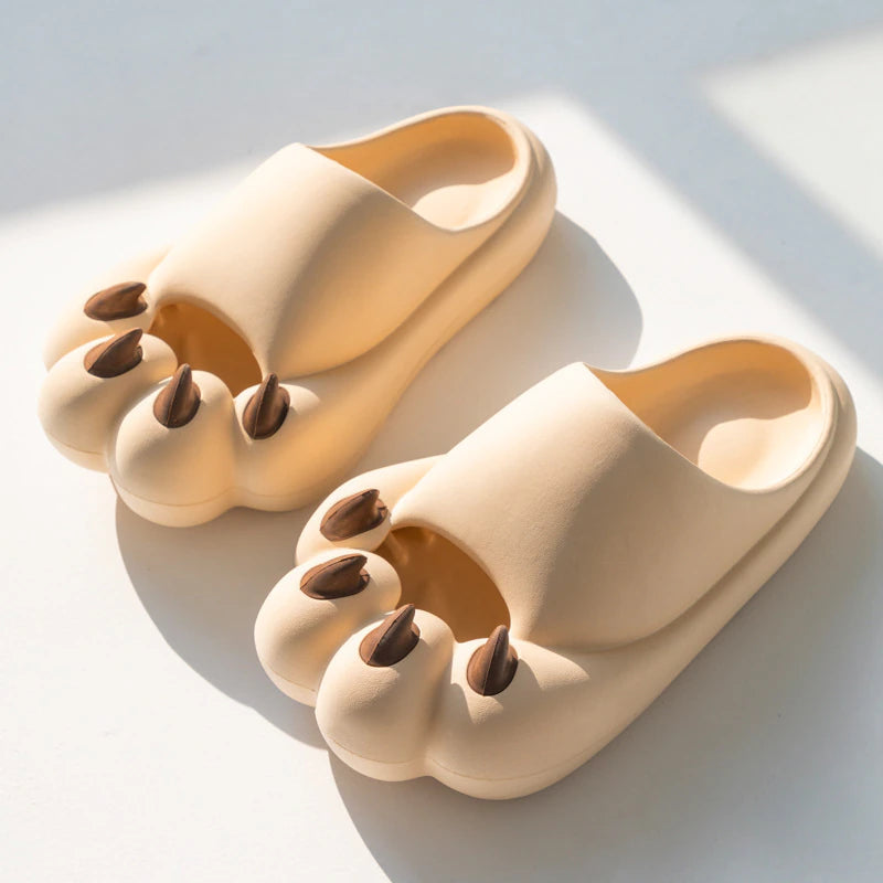 2023 Summer Indoor Slippers Women Men Home Floor Shoes Soft EVA Thick Sole Cute Cartoon Paw Slides Female Male Platform Footwear