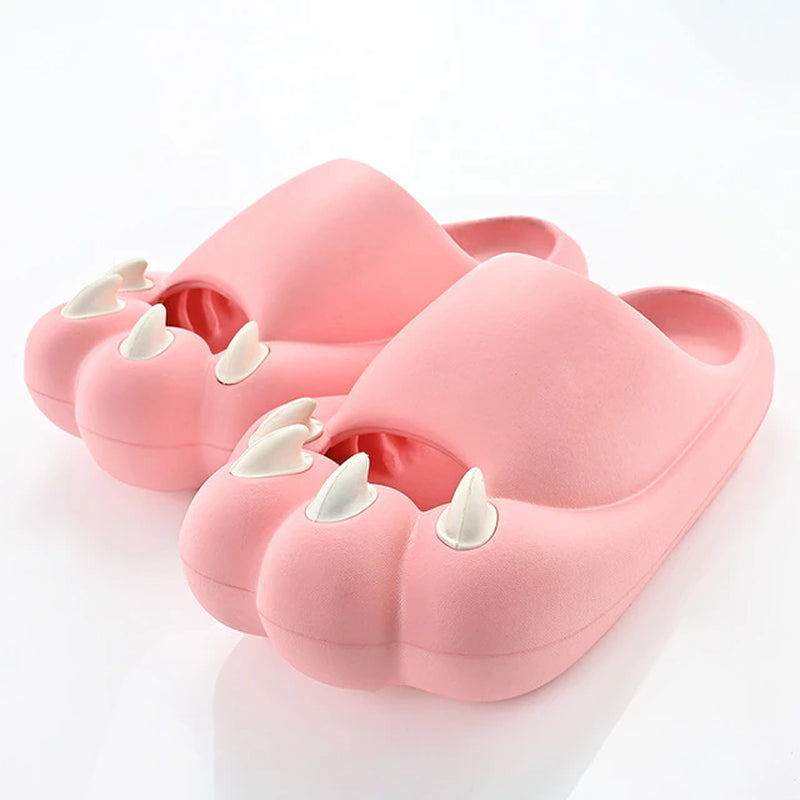 2023 Summer Indoor Slippers Women Men Home Floor Shoes Soft EVA Thick Sole Cute Cartoon Paw Slides Female Male Platform Footwear