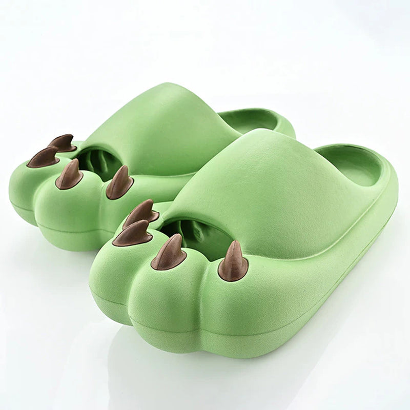 2023 Summer Indoor Slippers Women Men Home Floor Shoes Soft EVA Thick Sole Cute Cartoon Paw Slides Female Male Platform Footwear