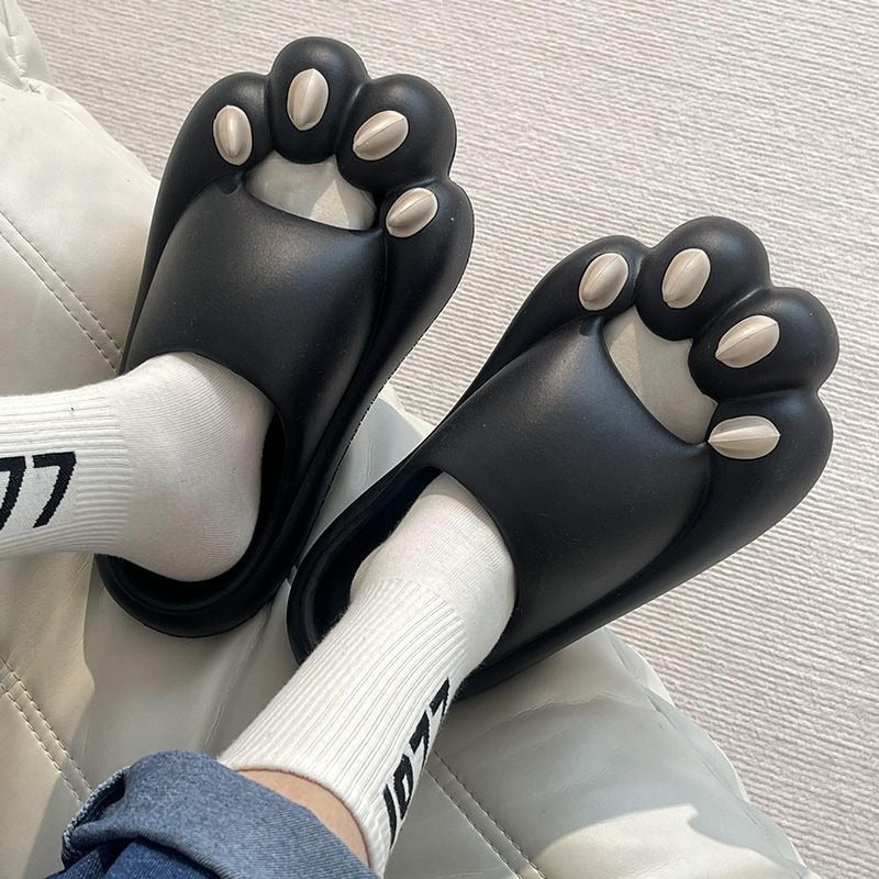 2023 Summer Indoor Slippers Women Men Home Floor Shoes Soft EVA Thick Sole Cute Cartoon Paw Slides Female Male Platform Footwear