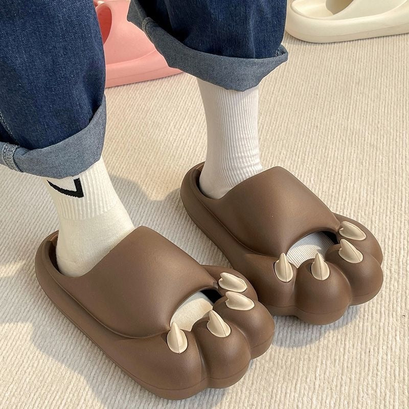 2023 Summer Indoor Slippers Women Men Home Floor Shoes Soft EVA Thick Sole Cute Cartoon Paw Slides Female Male Platform Footwear